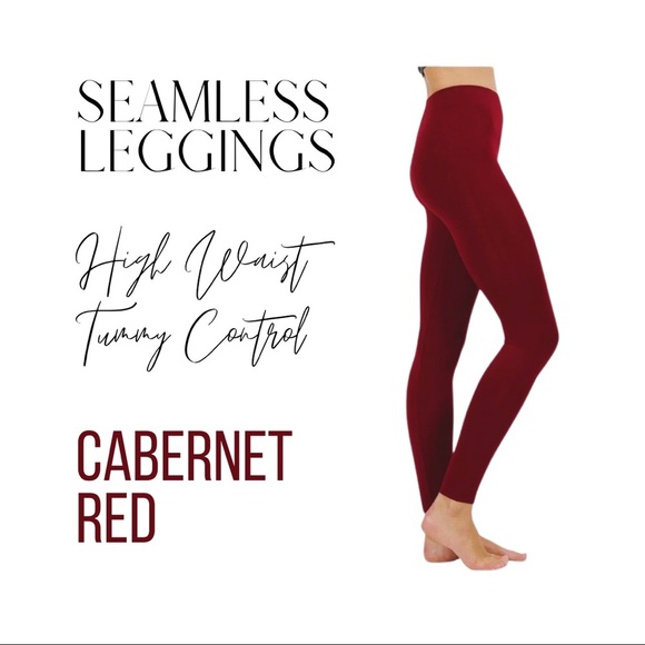Zenana Outfitters Pants - Zenana Seamless High-Waist Tummy Control Leggings: Cabernet Red | Size L/XL NWT.